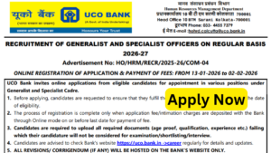 UCO Bank SO recruitment 2026